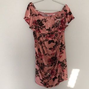 Pink floral maternity dress